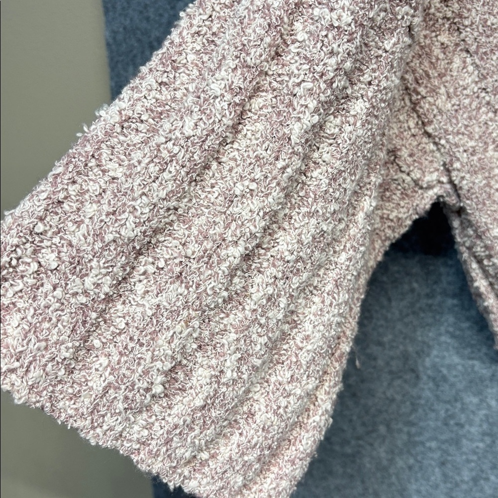 Free People Textured Knit Sweater mauve  and Cream wide sleeve ribbed sweater - Picture 8 of 11